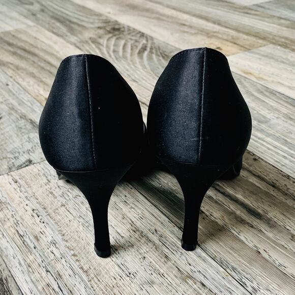 Rampage Jackie O. Black Satin Open Toe Heels - Picture 4 of 8